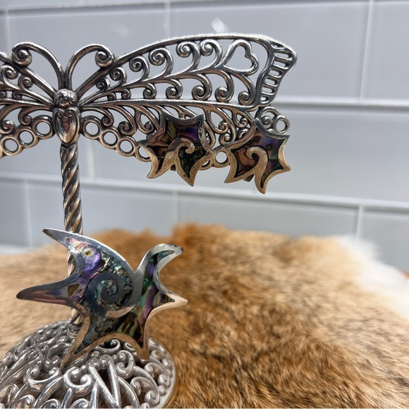 Vintage Taxco Mexico Sterling Silver Abalone Brooch Pin/ Pendant & Earrings Set - Picture 3 of 13